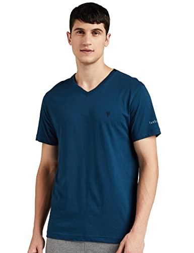 van heusen men athleisure smart tech regular fit t-shirt-easy stain release, anti stat, ultra soft_60001_deep sea_l, blue