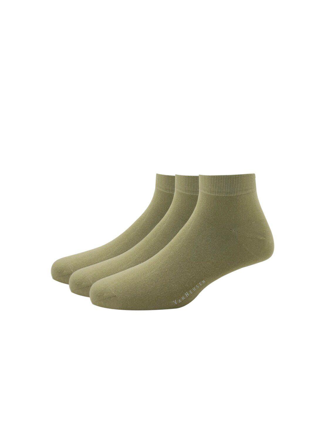 van heusen men beige pack of 3 cotton  ankle length socks