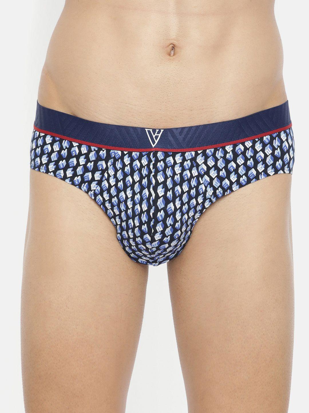 van heusen men black & blue printed briefs 30004