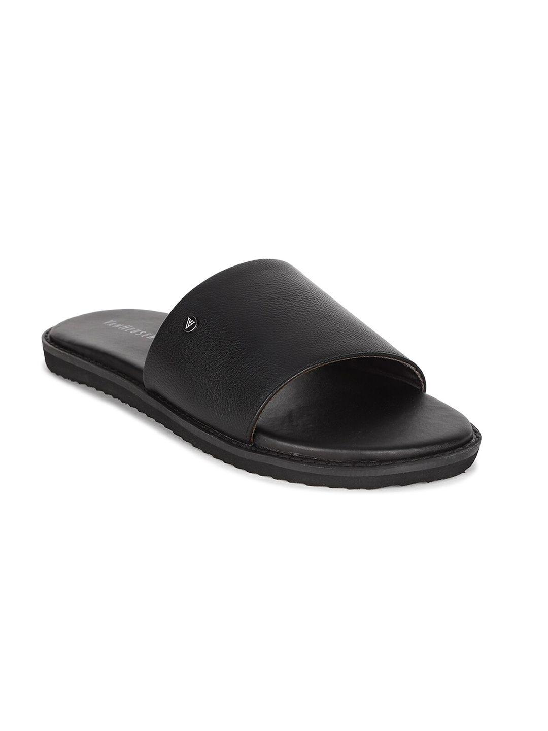 van heusen men black leather comfort sandals