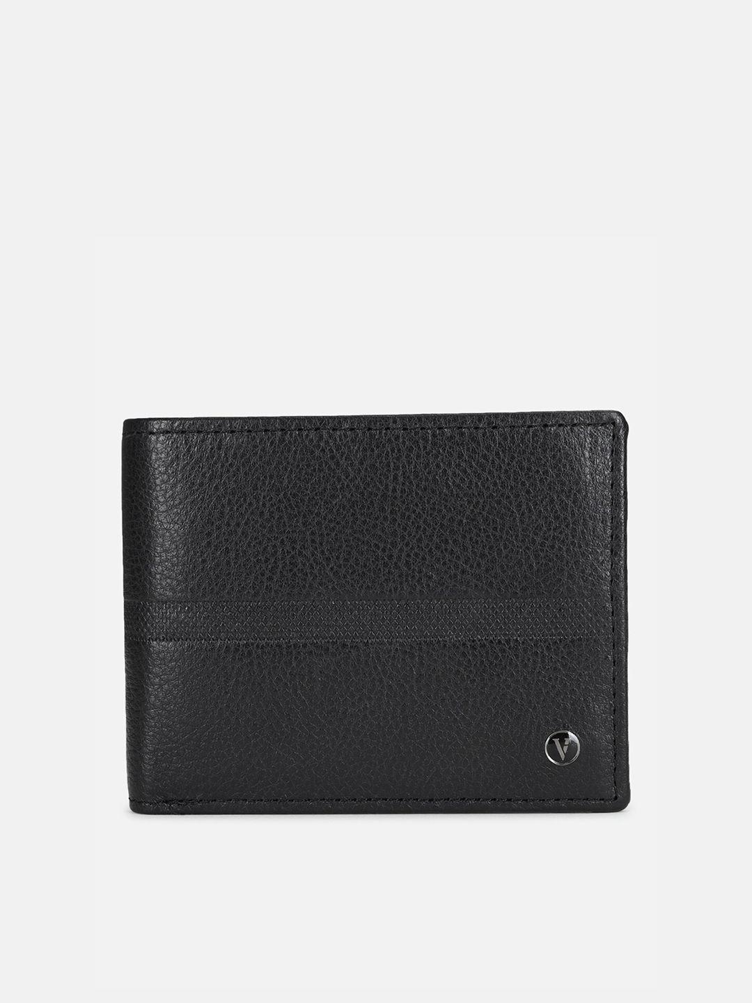 van heusen men black leather two fold wallet