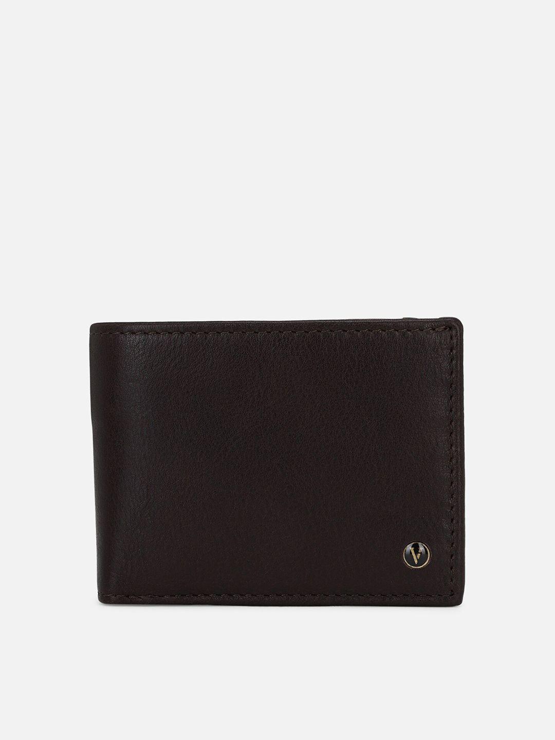 van heusen men black leather two fold wallet