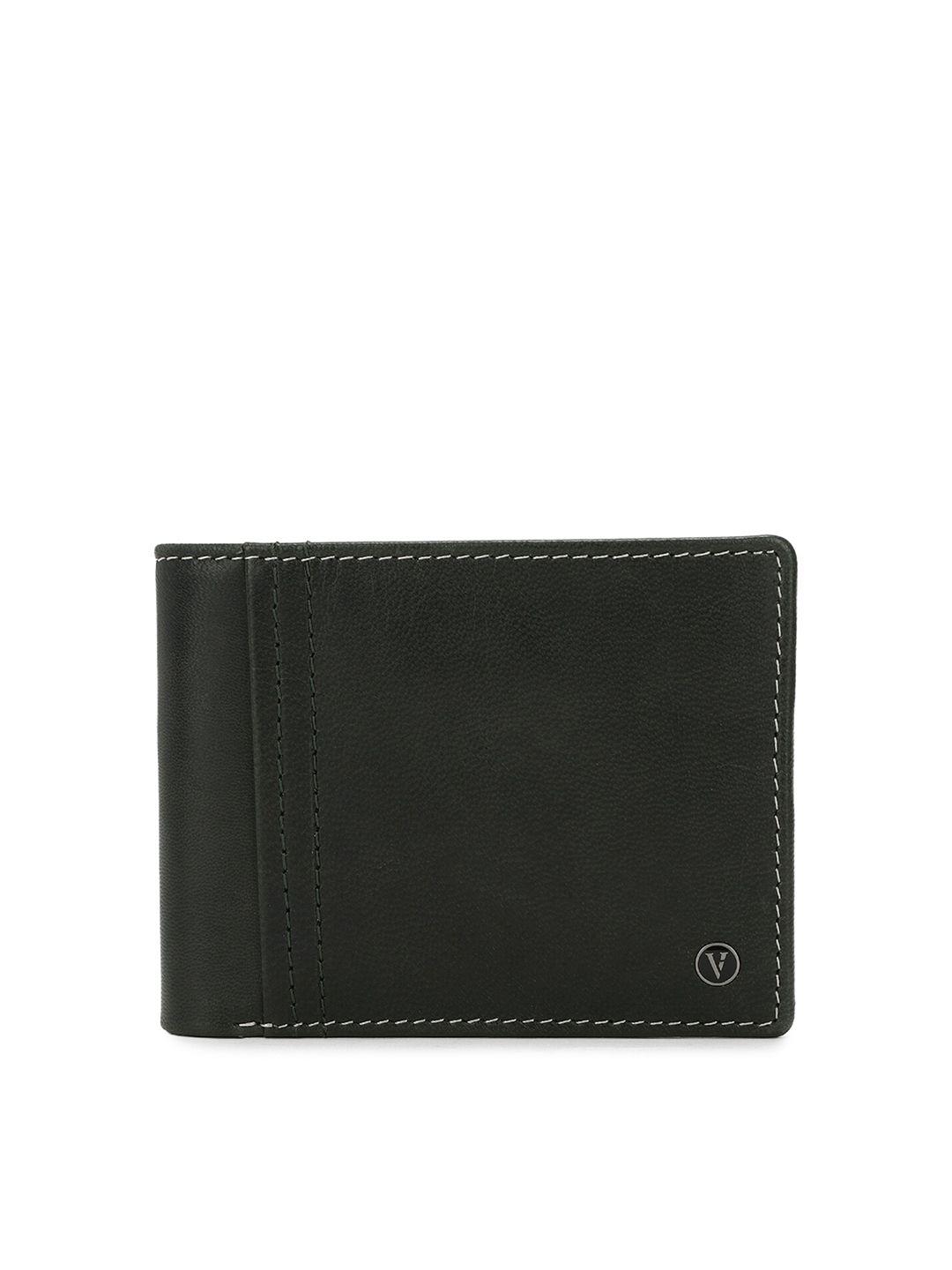 van heusen men black leather two fold wallet