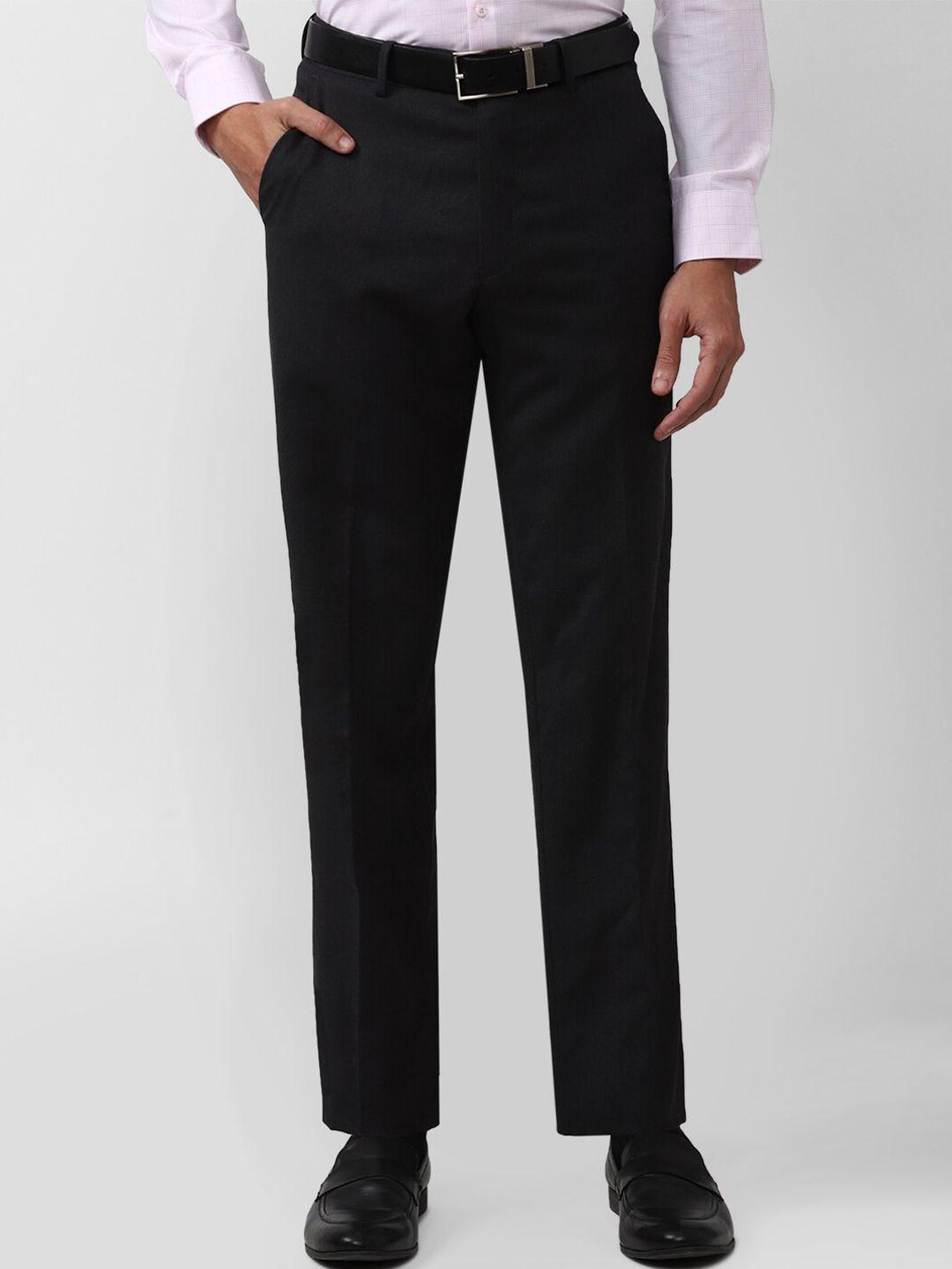 van heusen men black mid-rise formal trousers