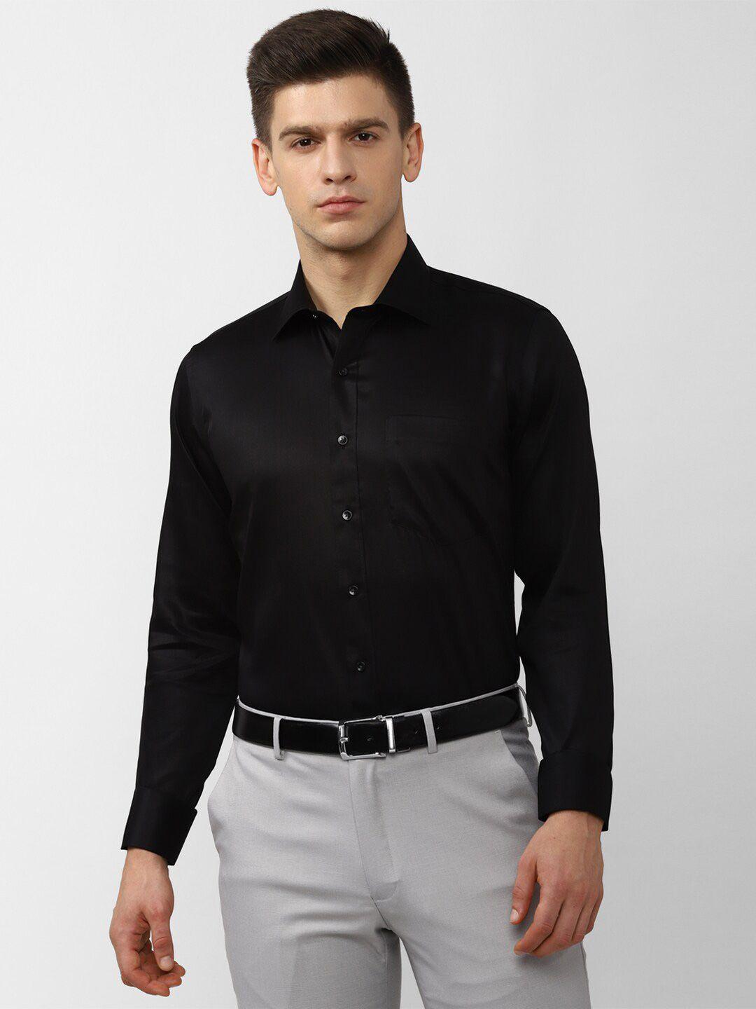 van heusen men black slim fit pure cotton formal shirt