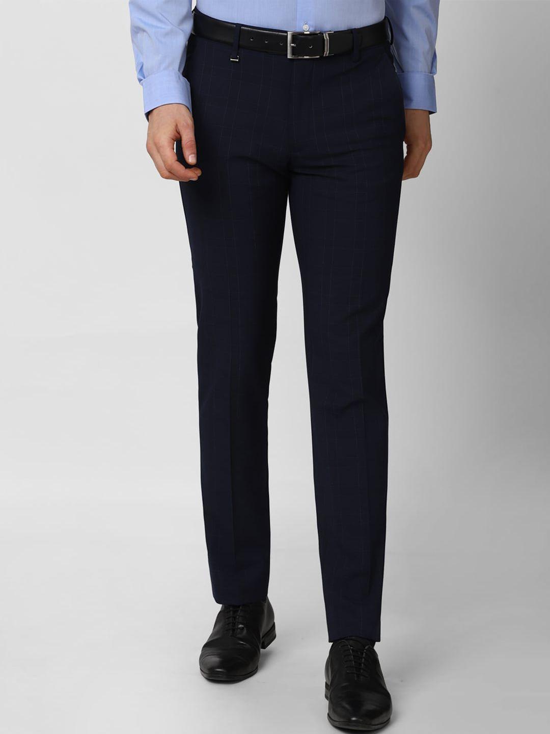 van heusen men black slim fit trousers