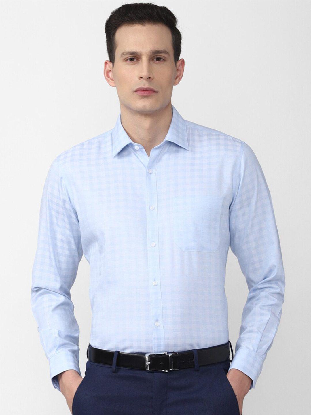 van heusen men blue checked casual shirt