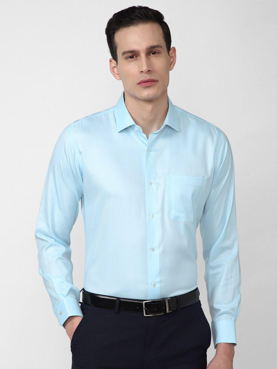 van heusen men blue formal long sleeves spread collar shirt