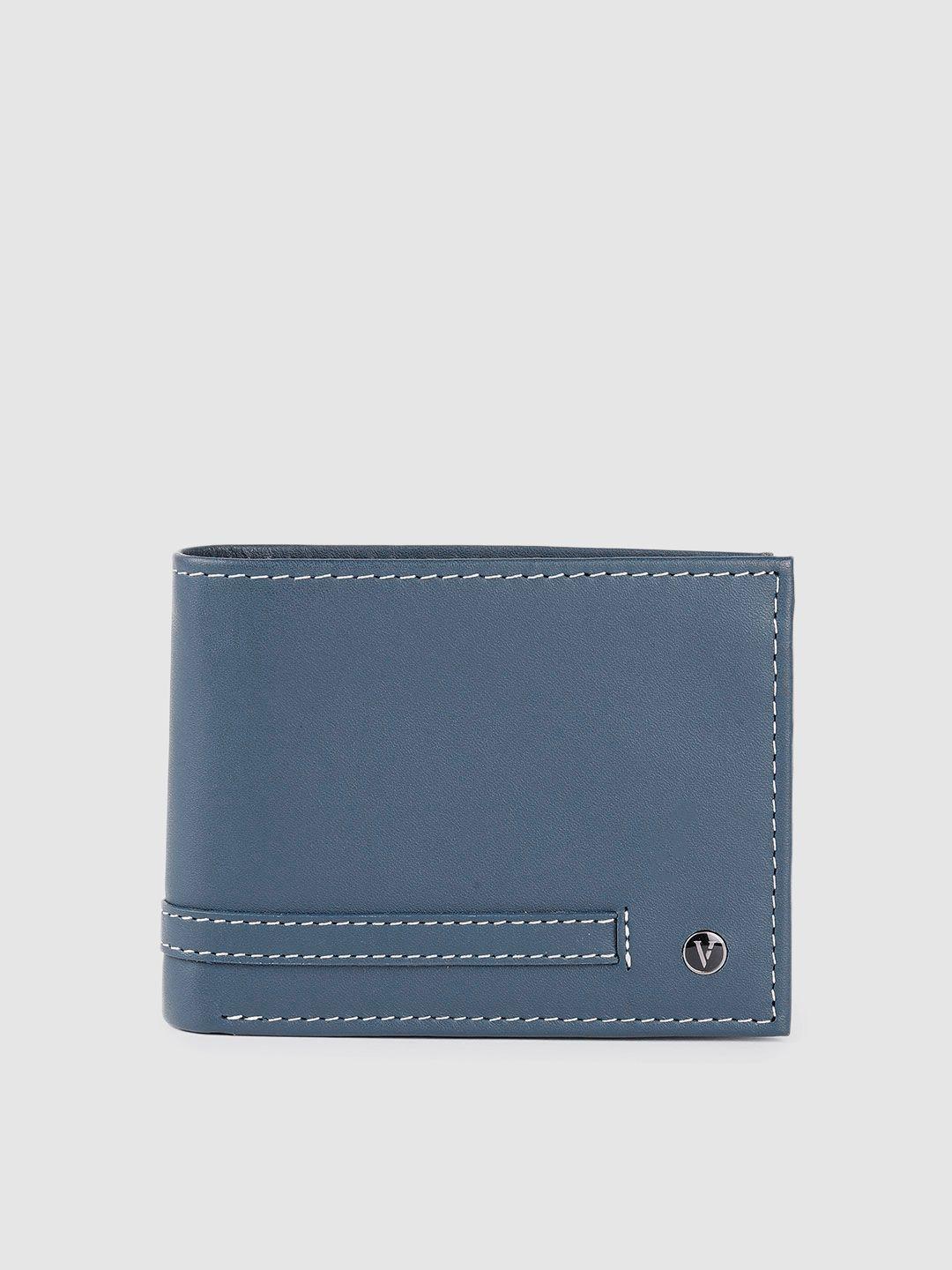 van heusen men blue leather two fold wallet