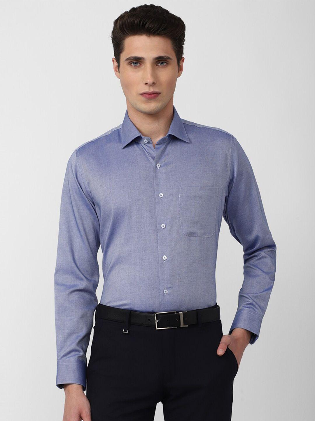 van heusen men blue slim fit pure cotton formal shirt