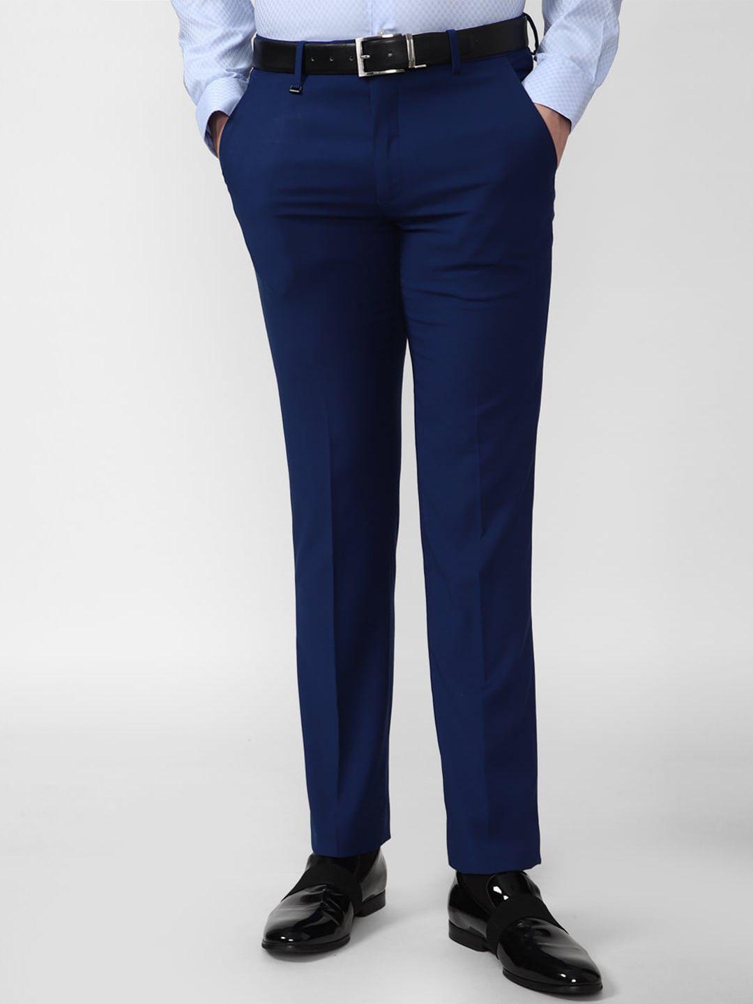 van heusen men blue slim fit trousers