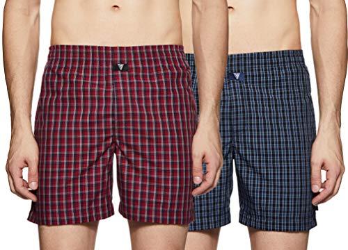 van heusen men boxer shorts - 100% combed cotton - pack of 2 - side pocket, superior lustre, checkered_10111_assorted_xxl