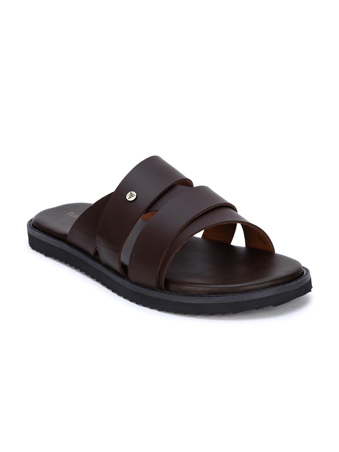 van heusen men brown leather comfort sandals