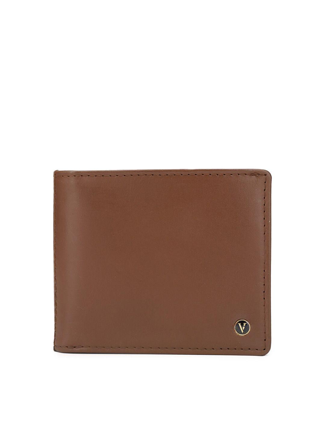 van heusen men brown leather two fold wallet