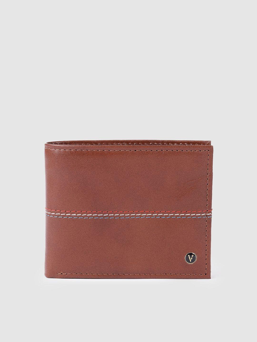 van heusen men brown leather two fold wallet
