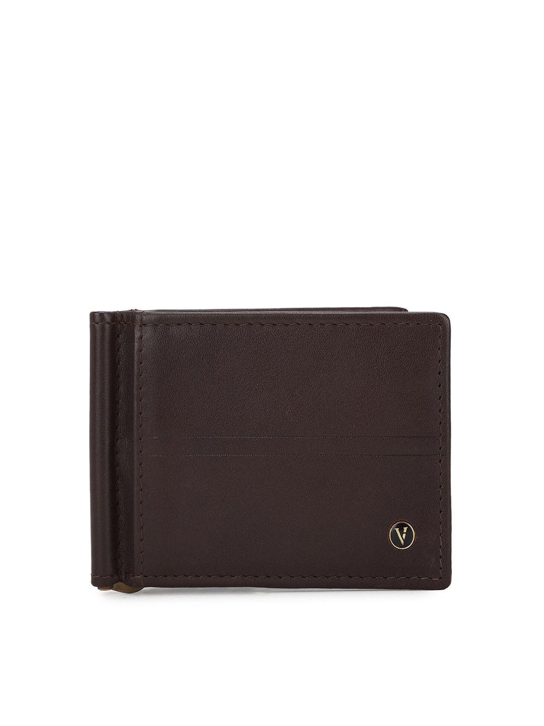 van heusen men brown textured leather two fold wallet