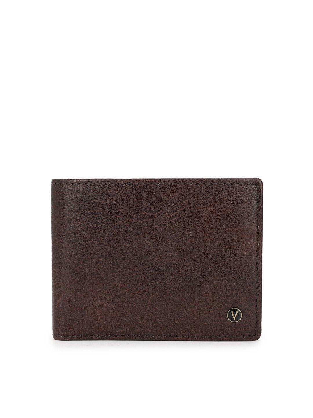 van heusen men brown textured leather two fold wallet
