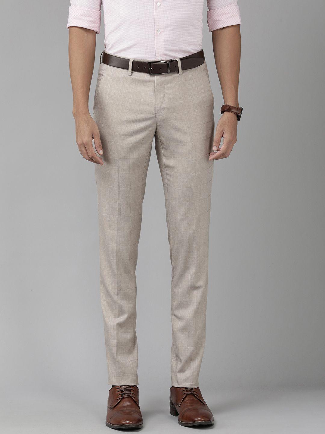 van heusen men checked skinny fit trousers