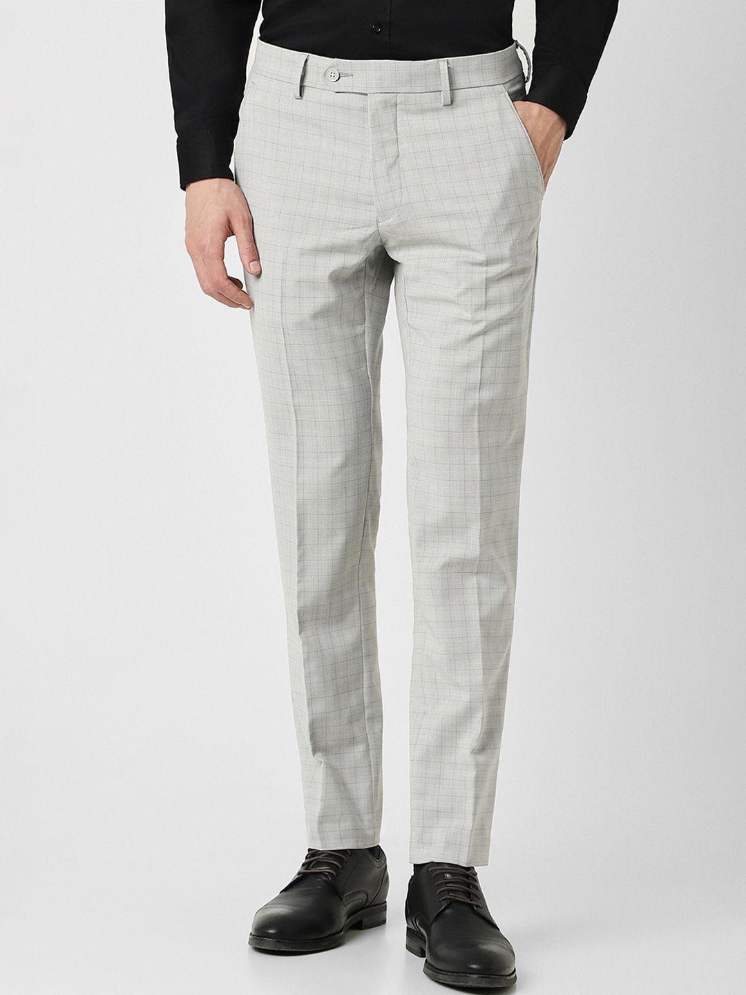 van heusen men checked ultra slim fit plain formal trousers