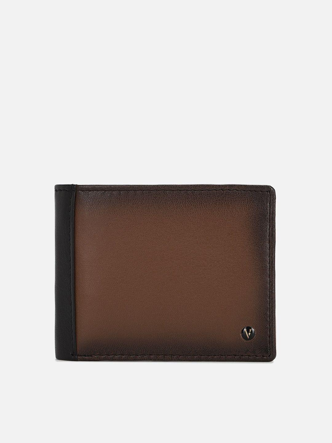 van heusen men colourblocked leather two fold wallet