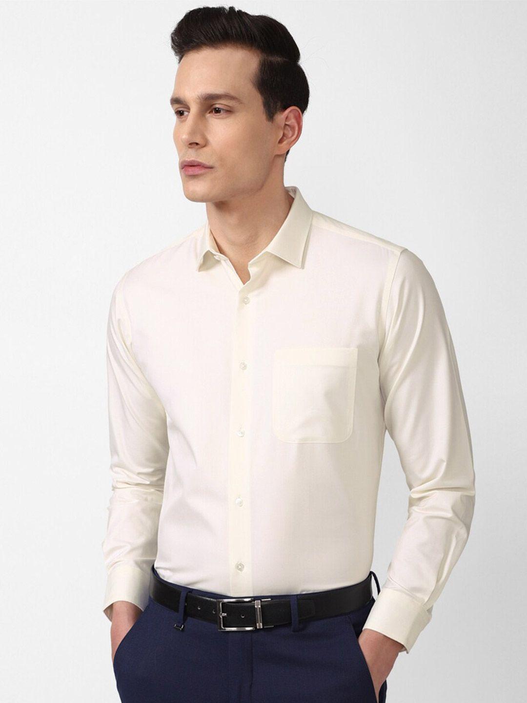 van heusen men cream-coloured formal shirt