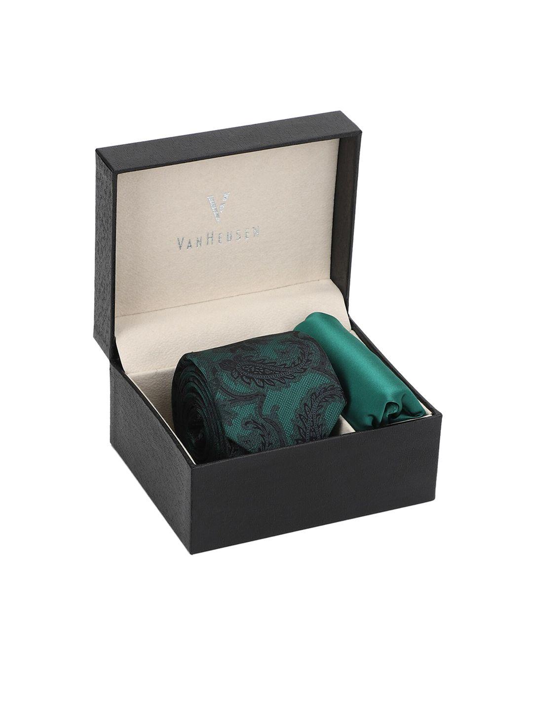 van heusen men green printed accessory gift set