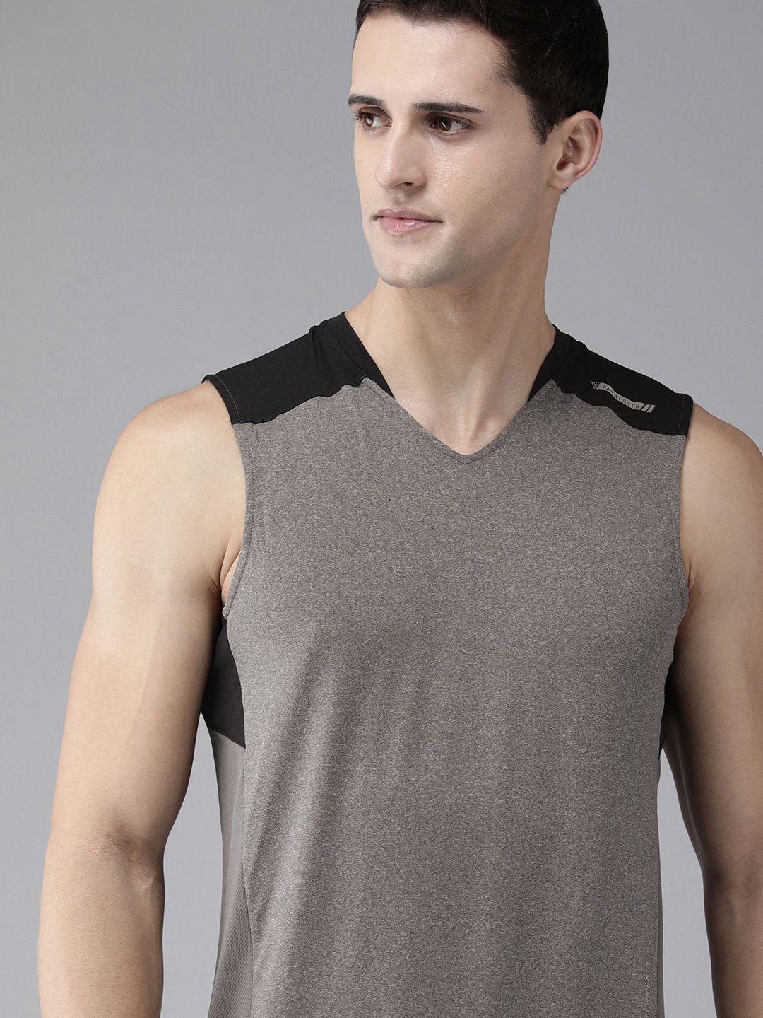 van heusen men grey colourblocked innerwear vest