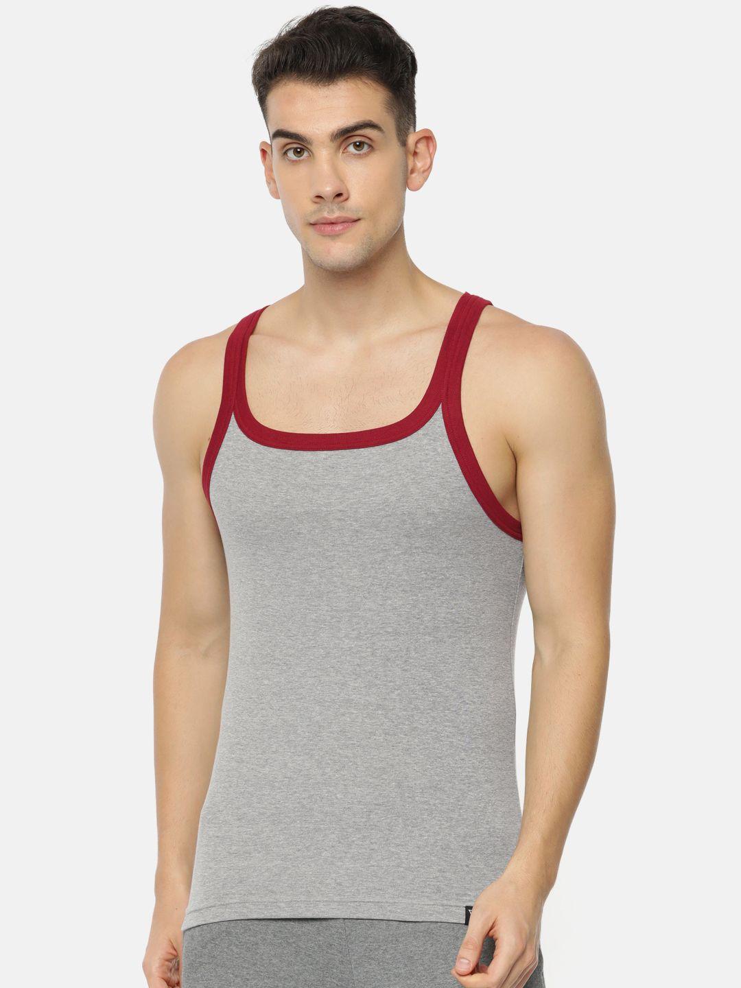 van heusen men grey melange solid innerwear vest 60072