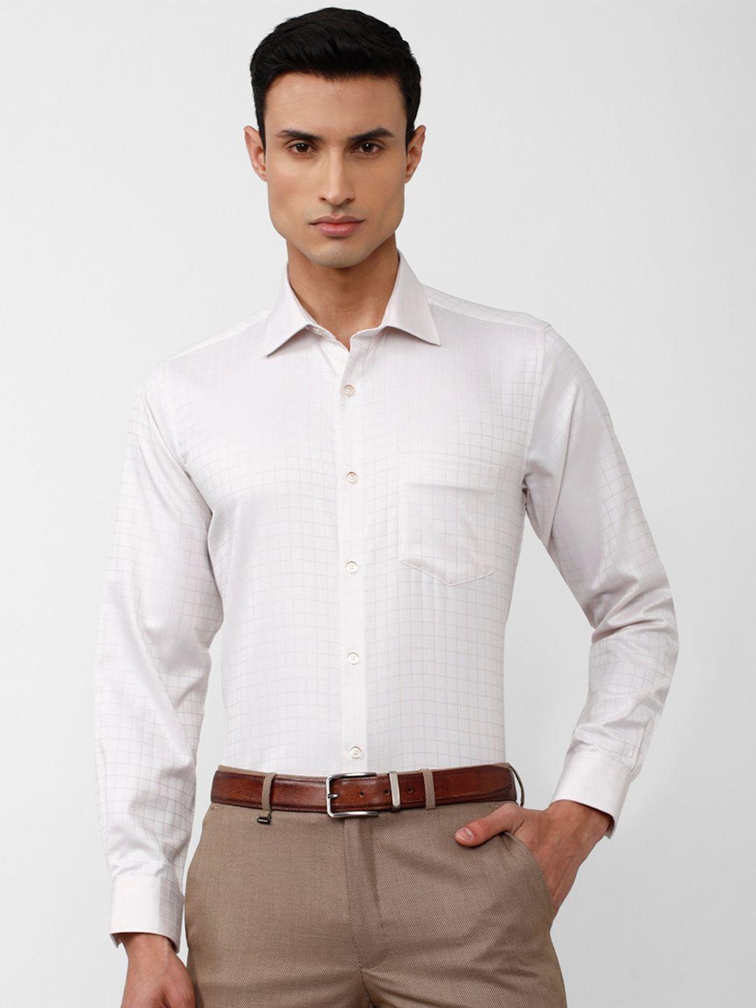 van heusen men grid tattersall checked formal pure cotton shirt