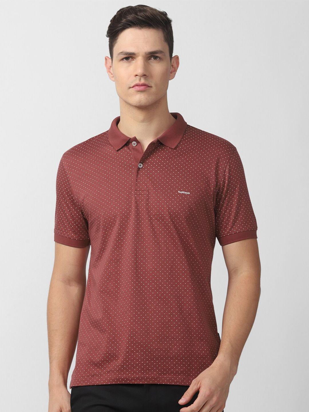 van heusen men maroon polo collar t-shirt