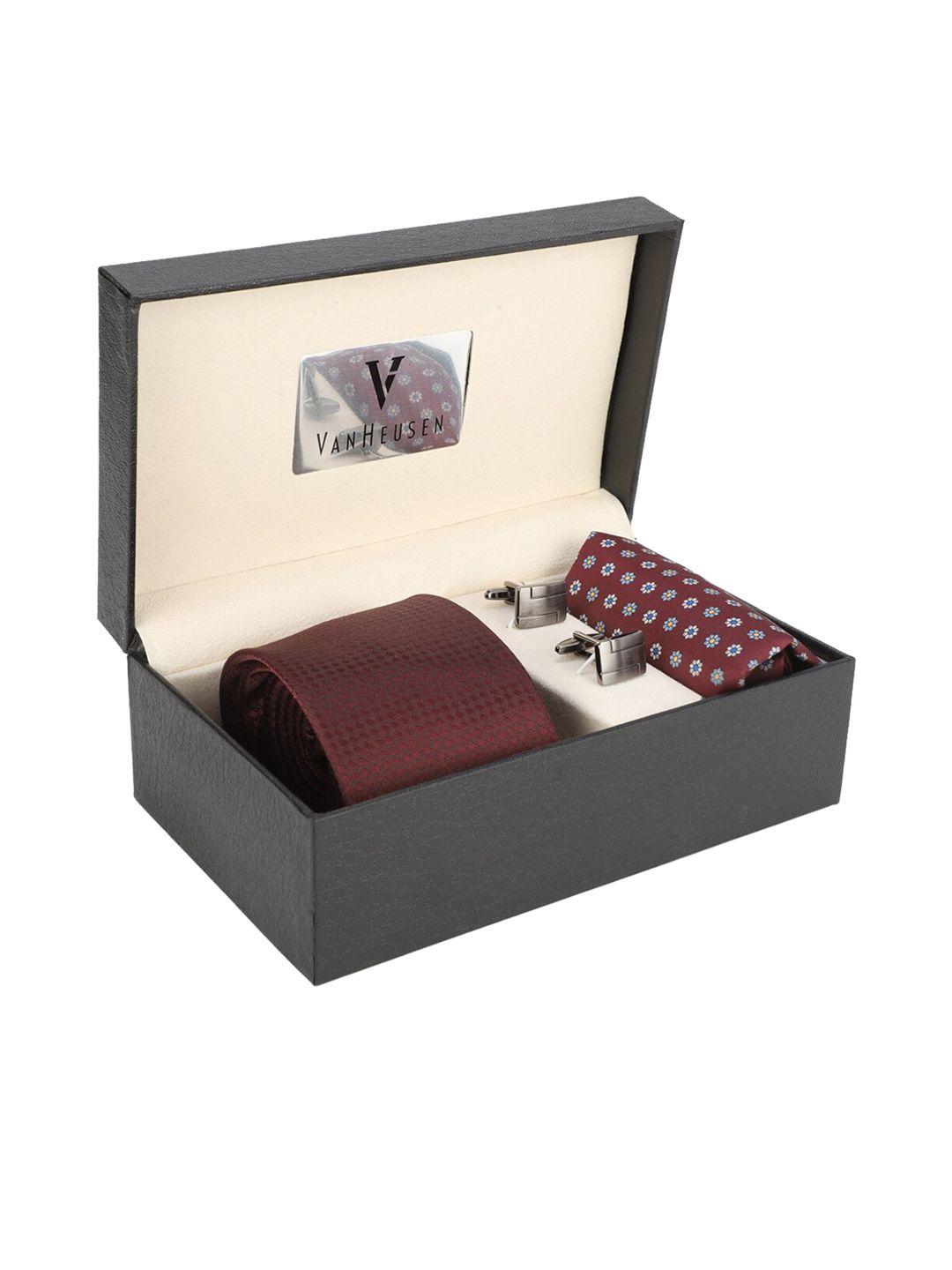van heusen men maroon self-design accessory gift set