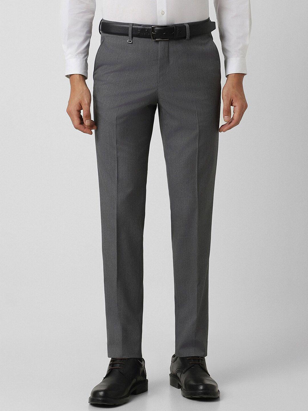 van heusen men mid rise slim fit cotton formal trousers