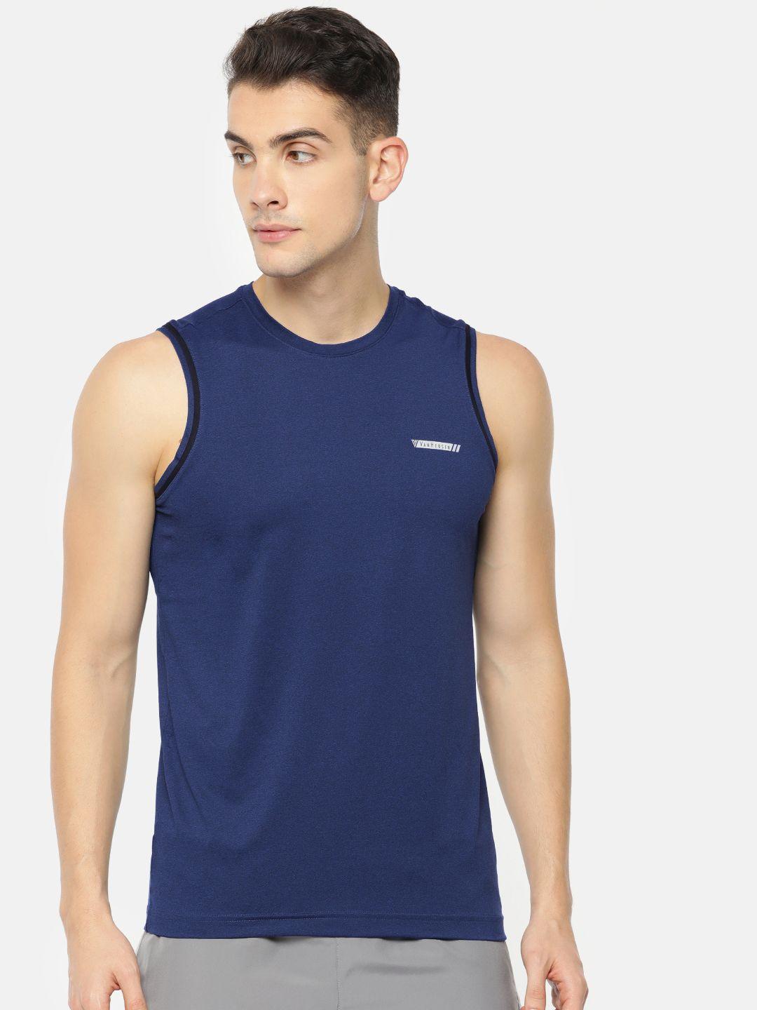 van heusen men navy blue swift dry gym vest