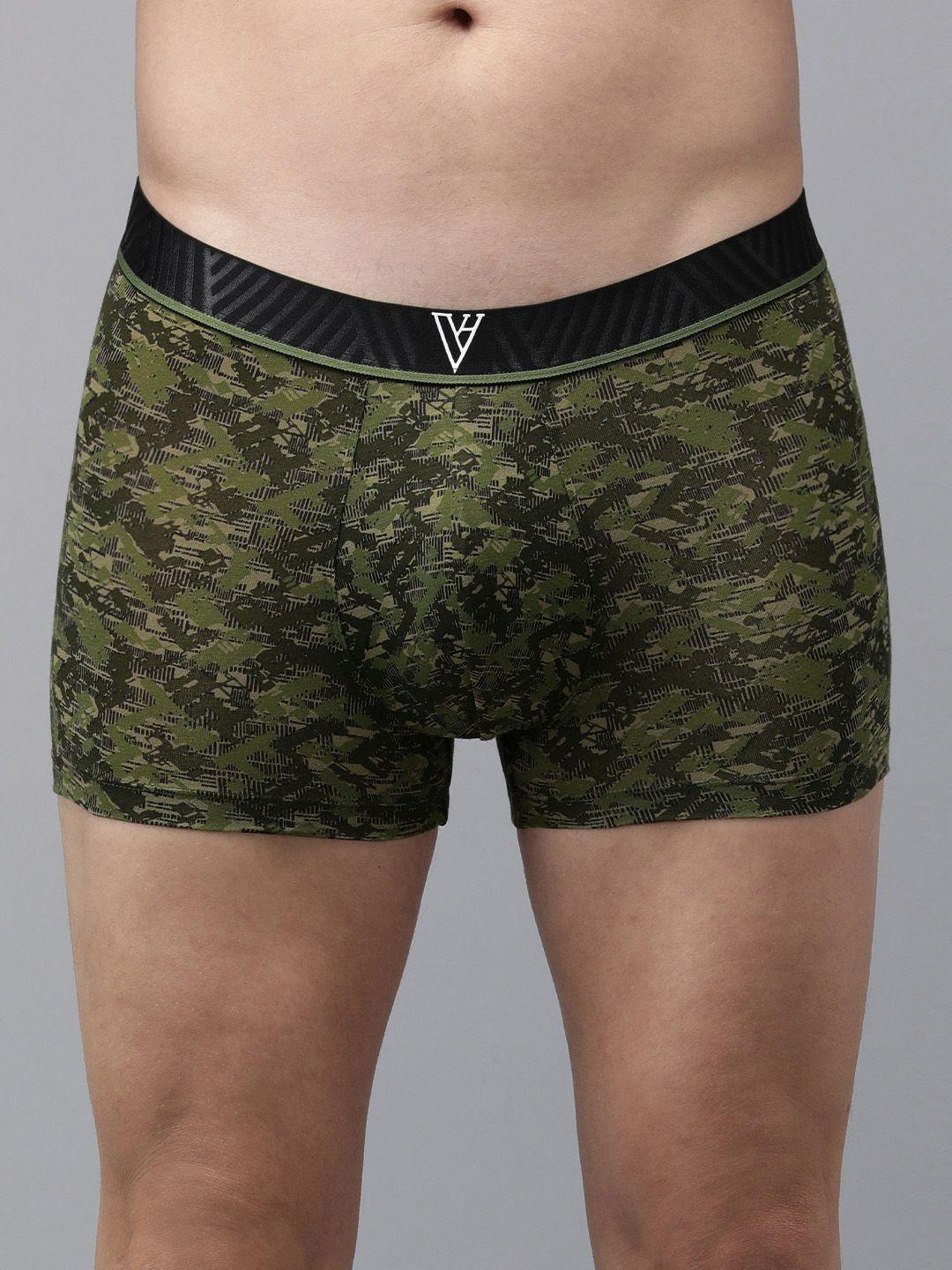 van heusen men olive green & black printed trunks- 8905189747185