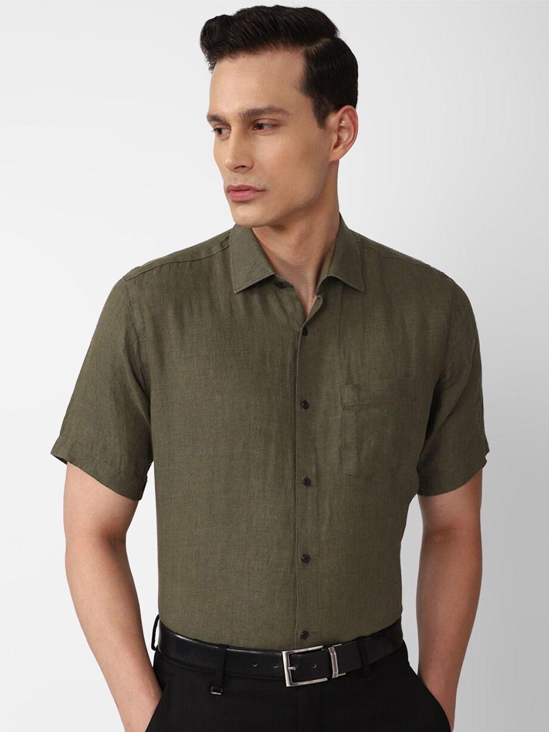 van heusen men olive green formal shirt