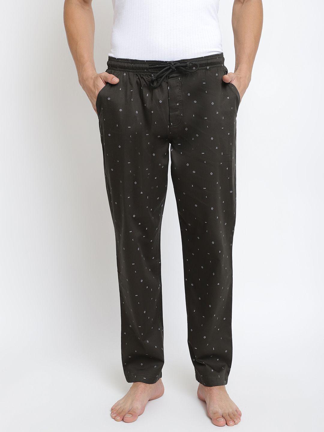 van heusen men olive green printed lounge pants