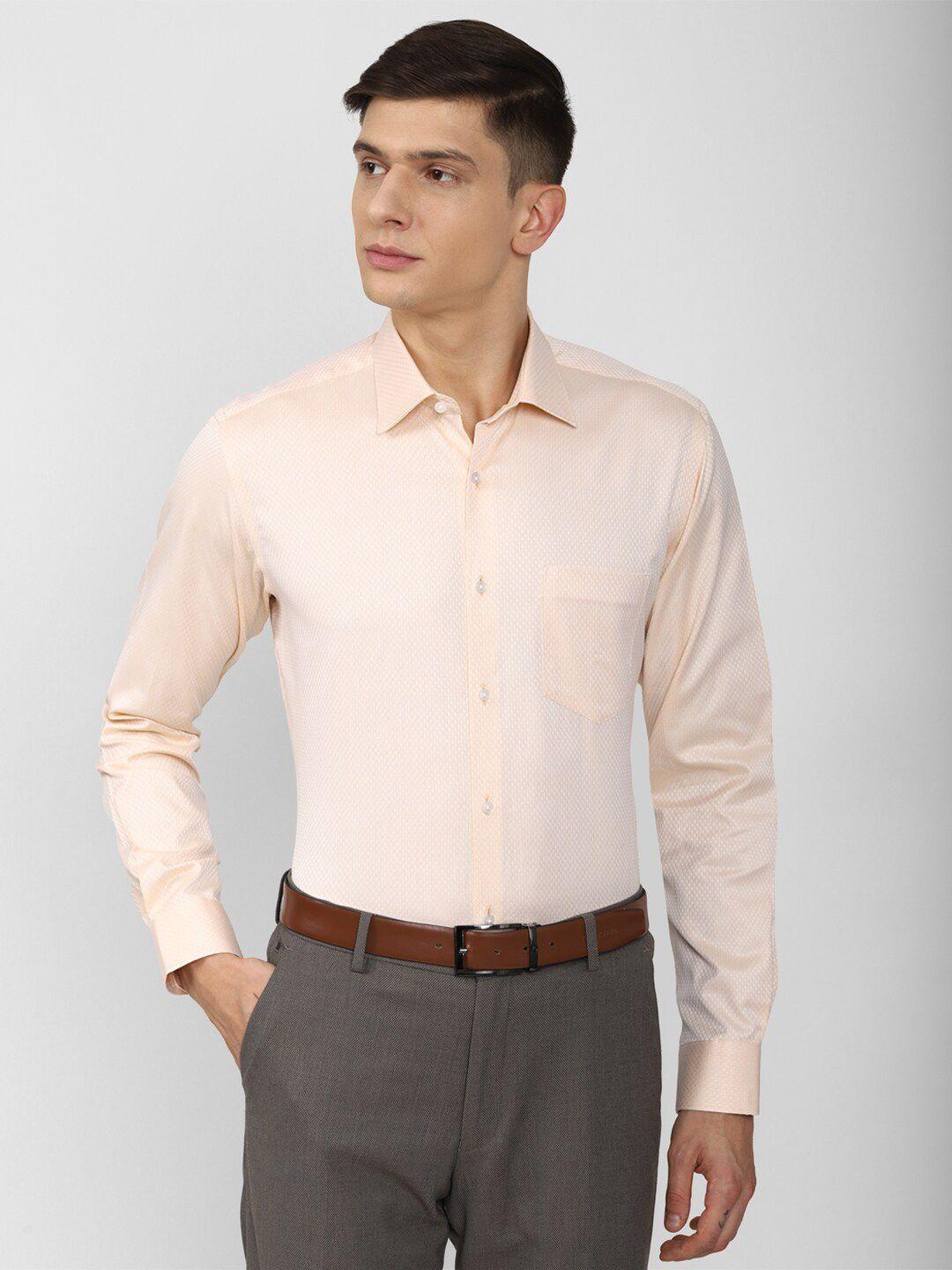 van heusen men orange pure cotton formal shirt