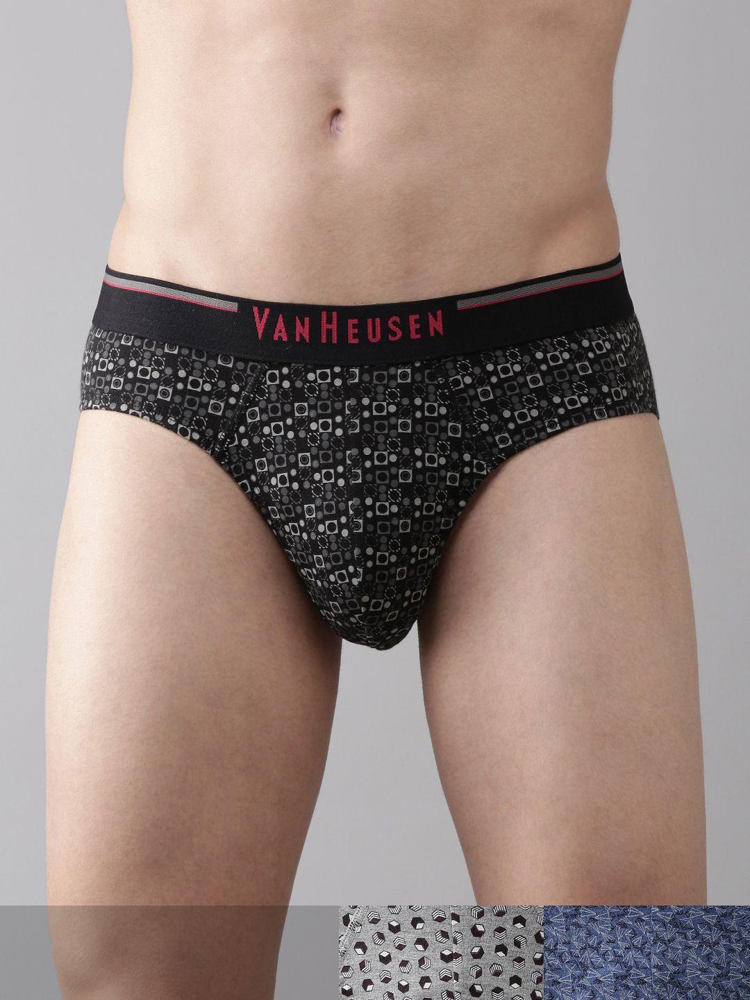 van heusen men pack of 3 combed cotton printed briefs