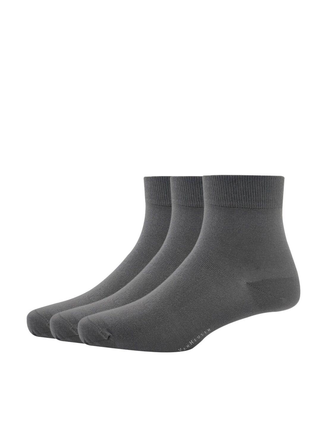 van heusen men pack of 3 grey solid above ankle-length socks