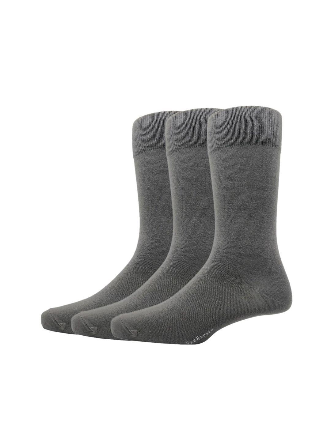 van heusen men pack of 3 grey solid calf-length socks