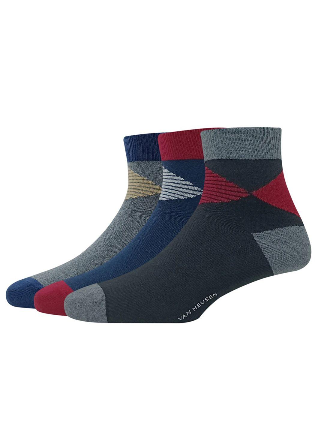 van heusen men pack of 3 patterned above ankle-length socks