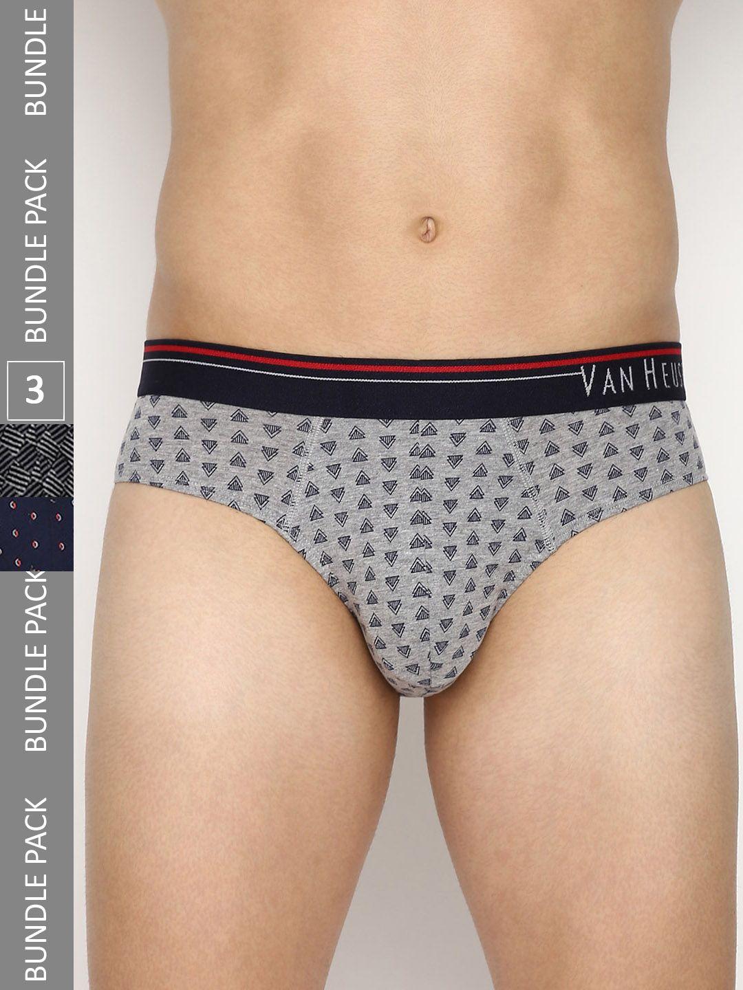 van heusen men pack of 3 printed pure cotton anti bacterial basic briefs