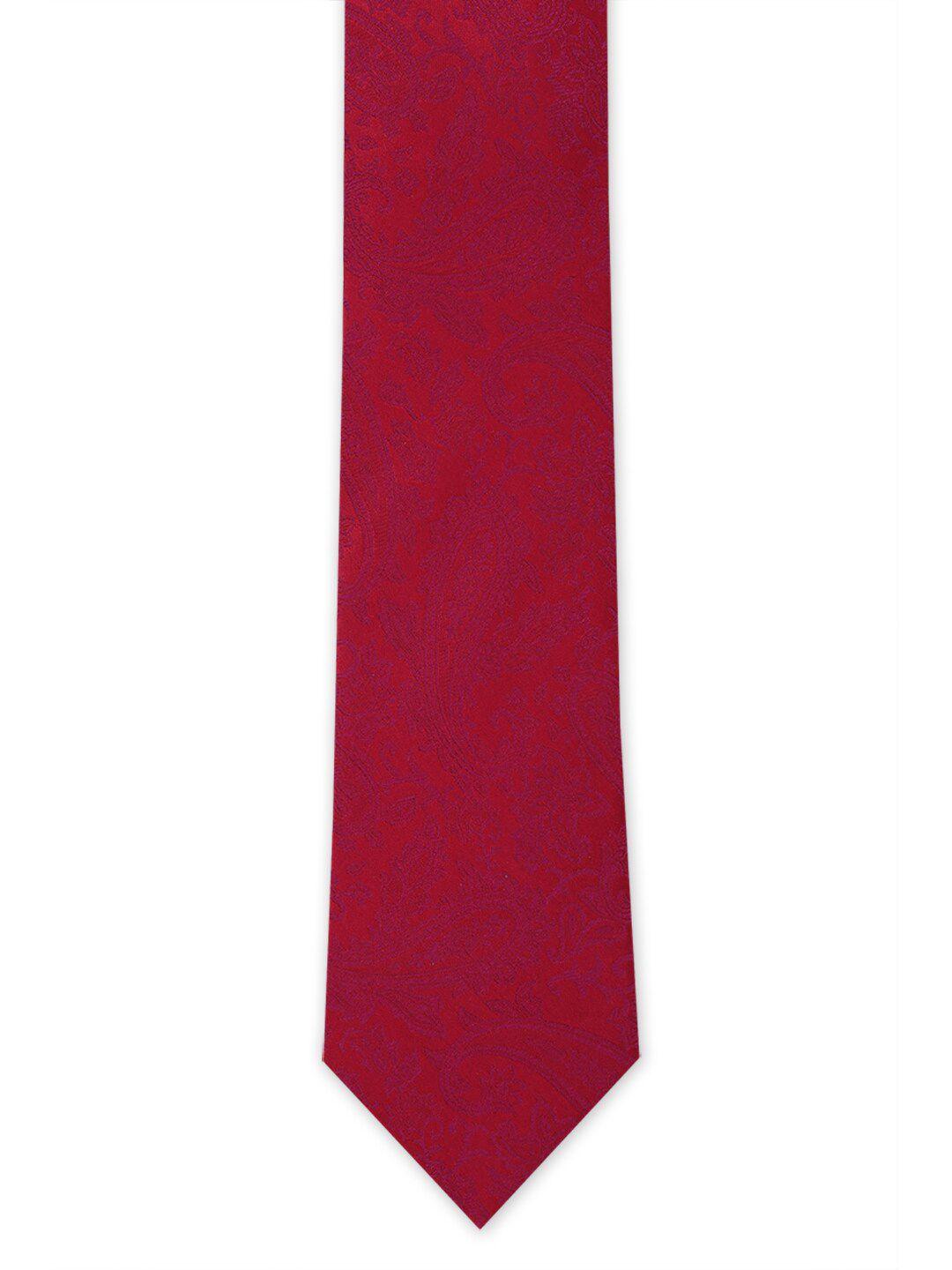 van heusen men pink & red woven design skinny tie