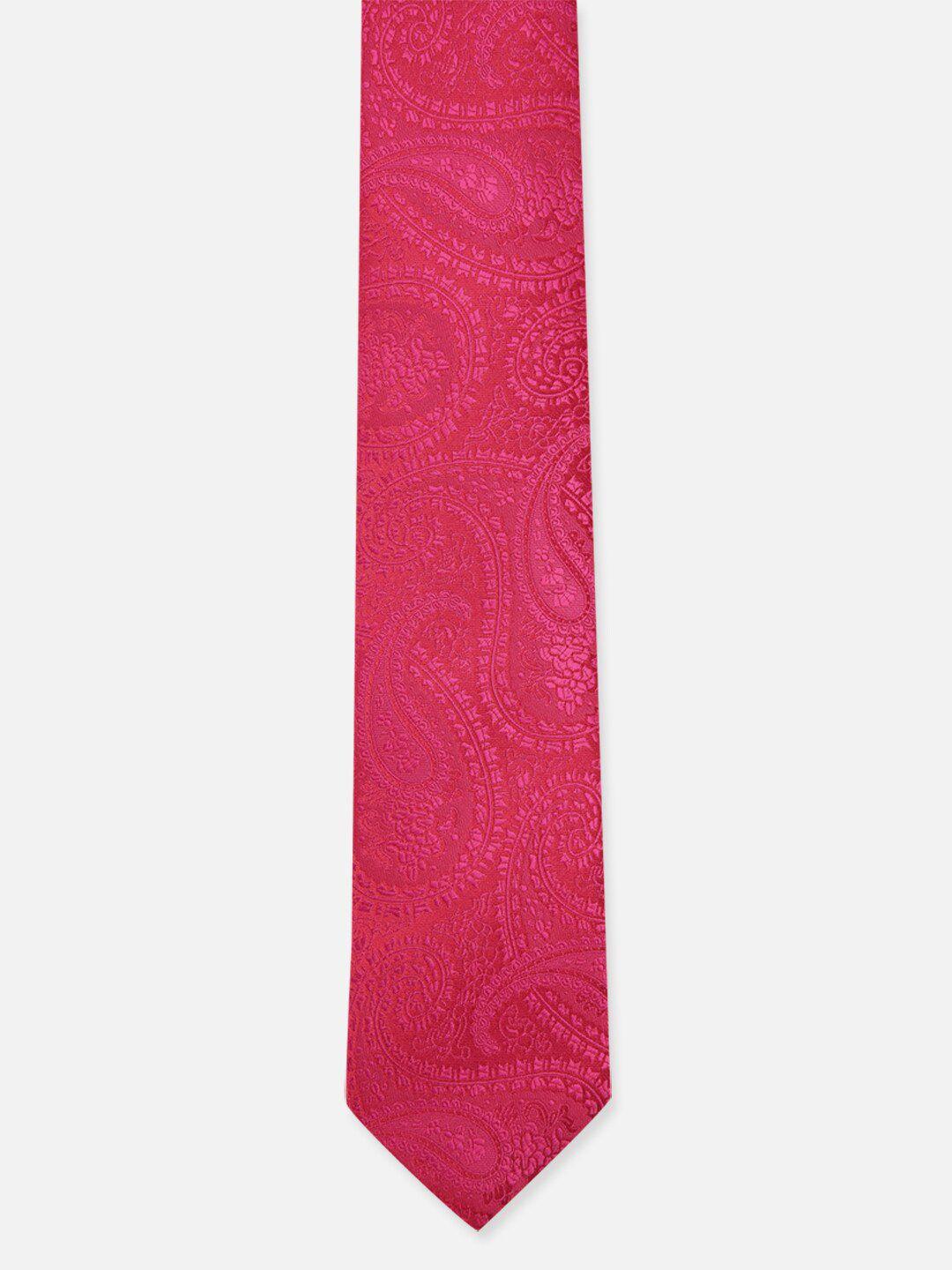 van heusen men pink woven design skinny tie