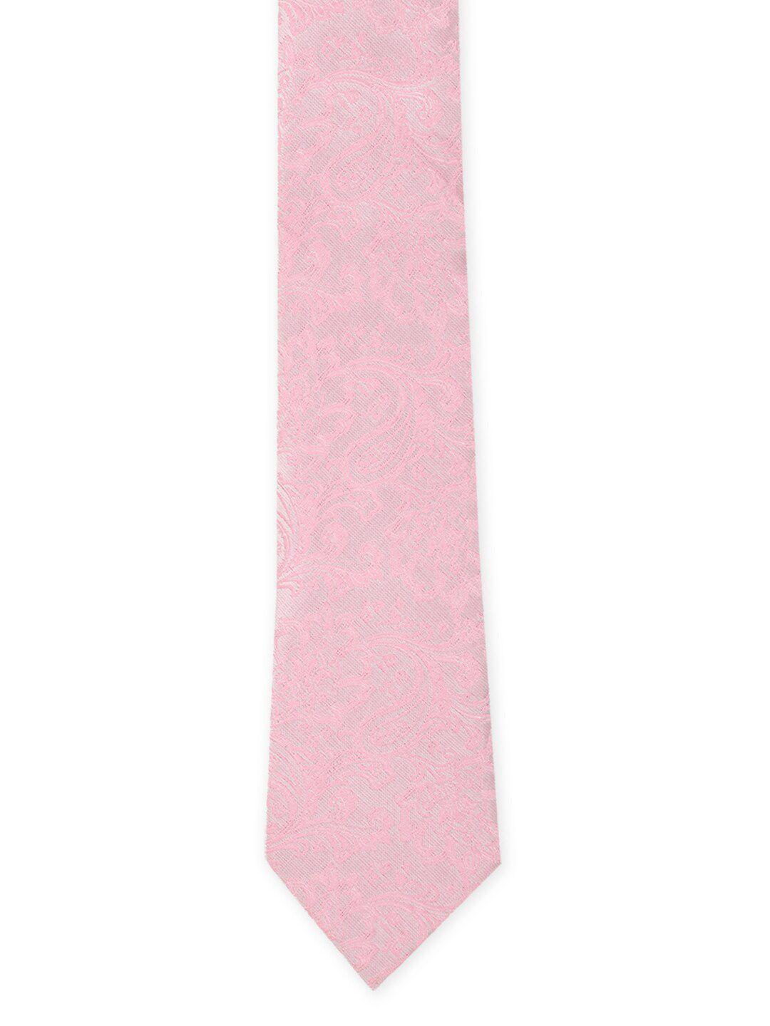 van heusen men pink woven design skinny tie