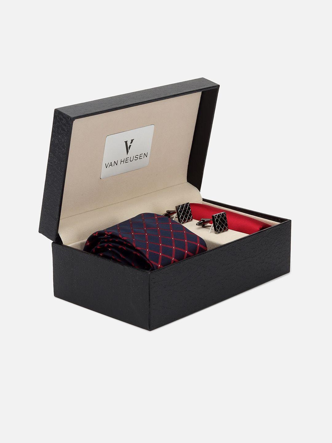 van heusen men printed tie pocket square and cufflink accessory gift set