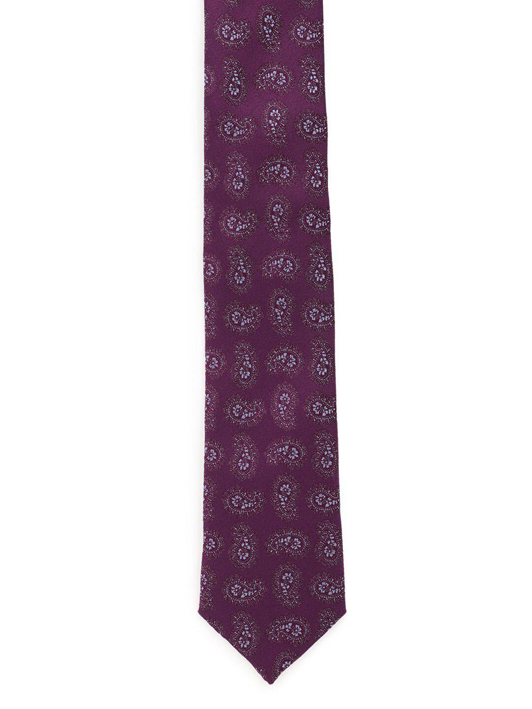 van heusen men purple & white paisley woven design broad tie