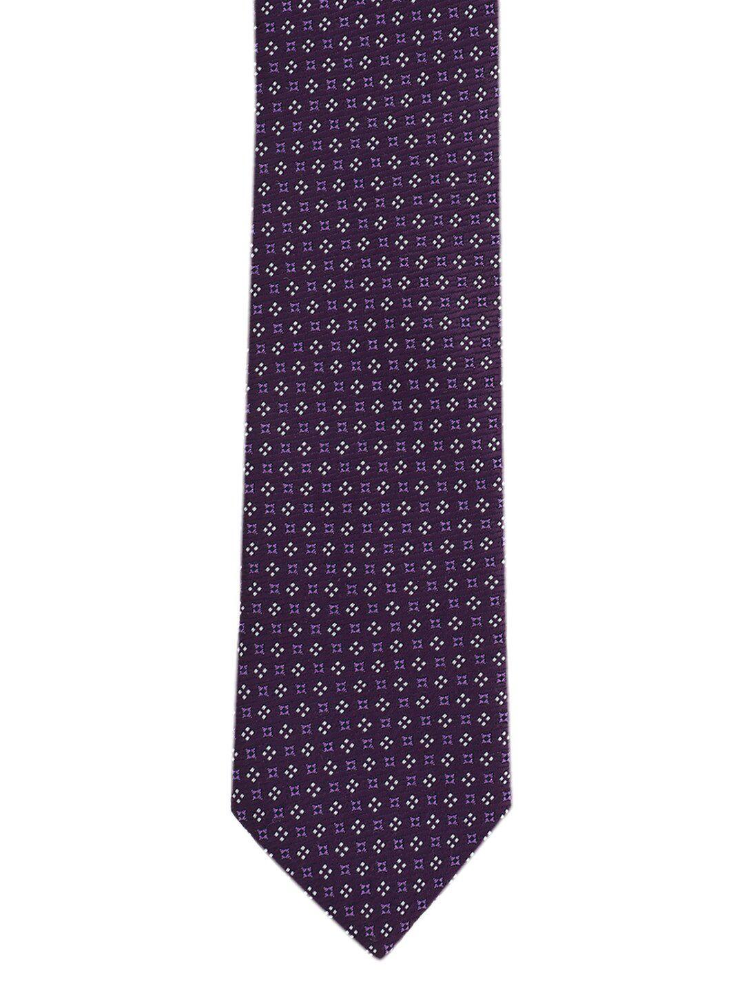 van heusen men purple & white printed skinny tie