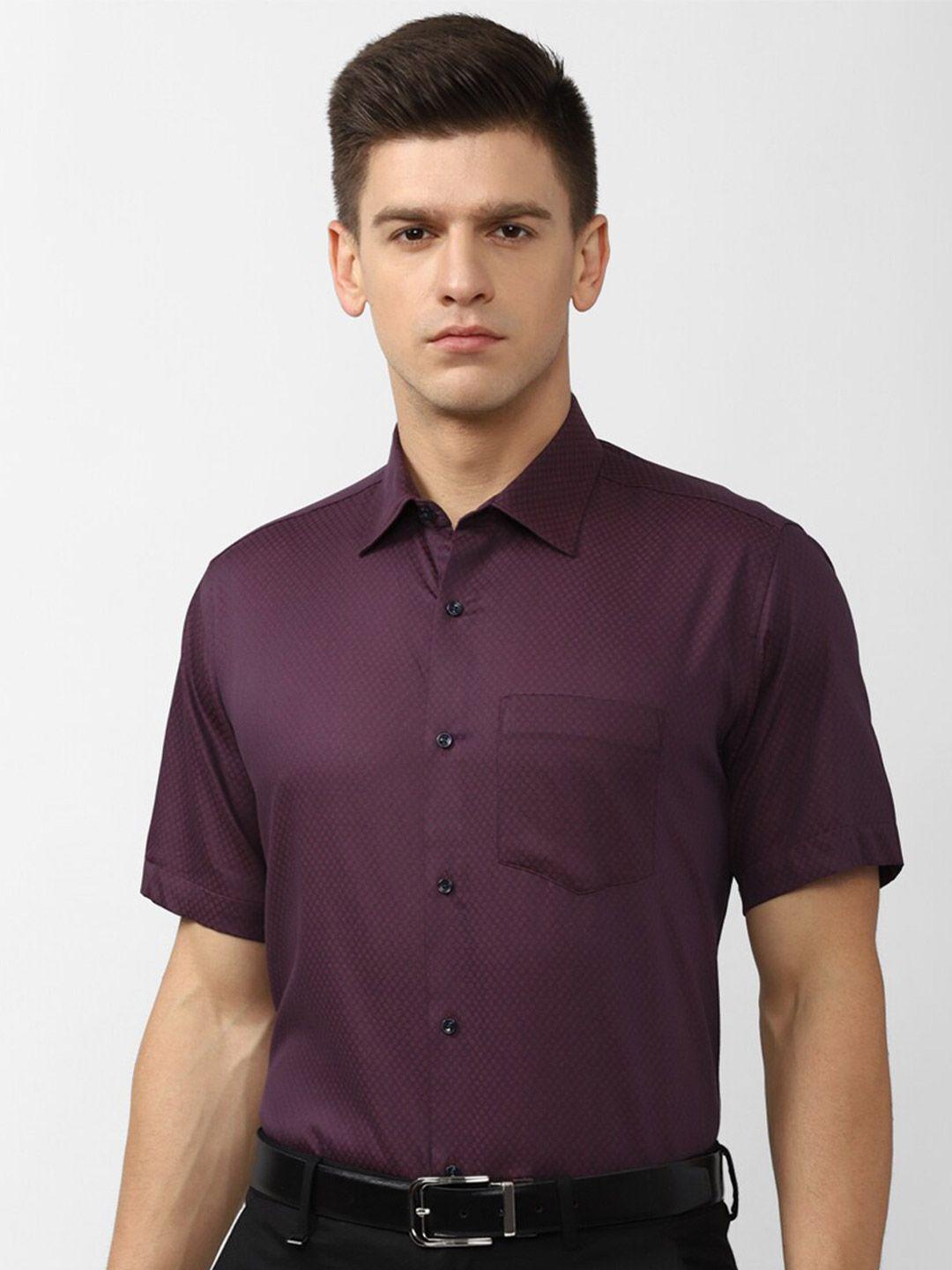 van heusen men purple printed formal shirt