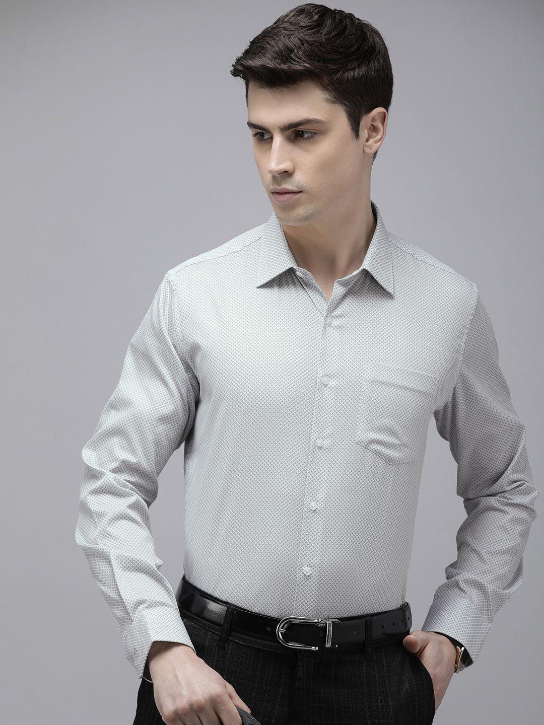 van heusen men slim fit opaque printed cotton formal shirt